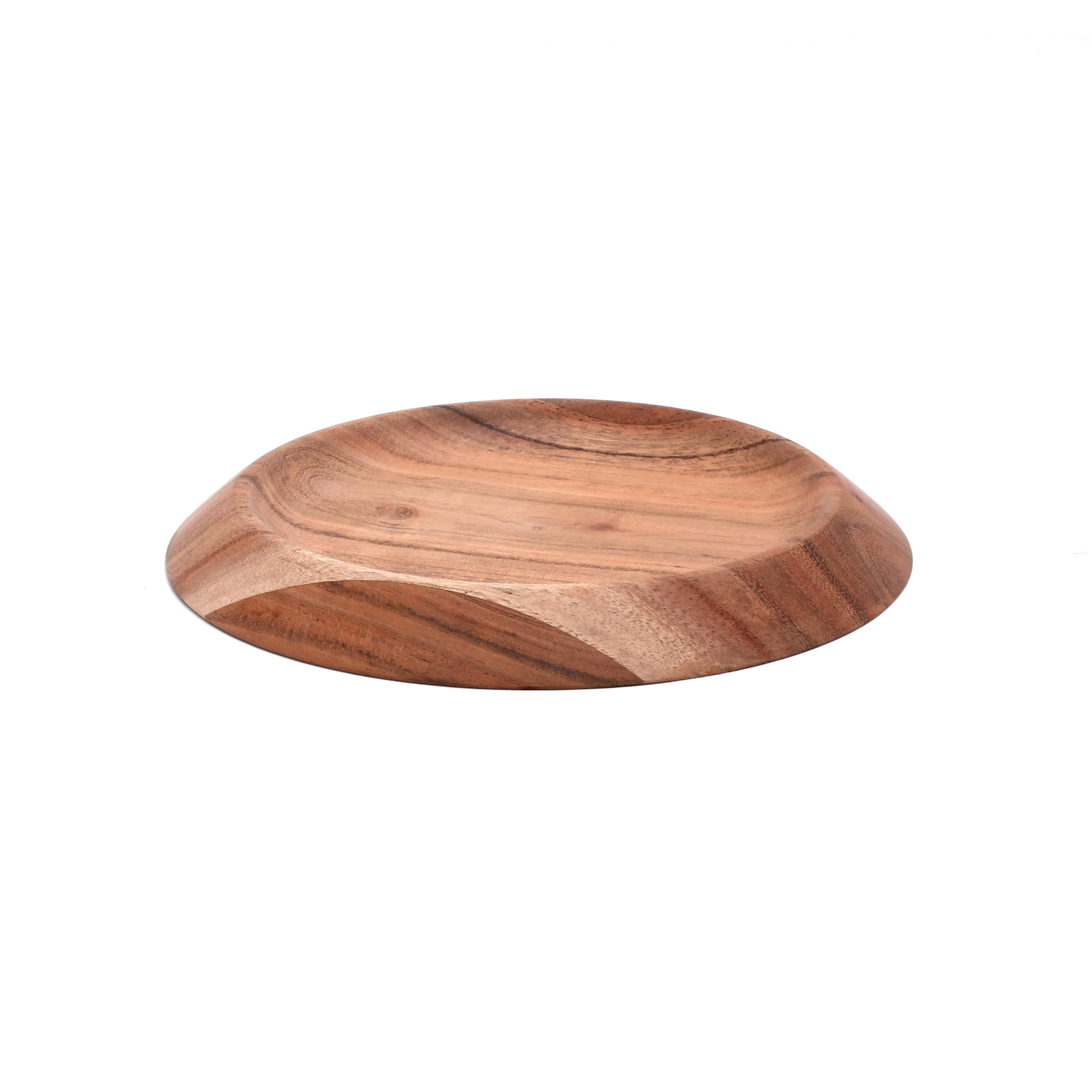 Round Wood Japanese Style Acacia Wood Serving Creative Platter Mind Happiness Multiple Use Bamboo Acacia Wooden Platter