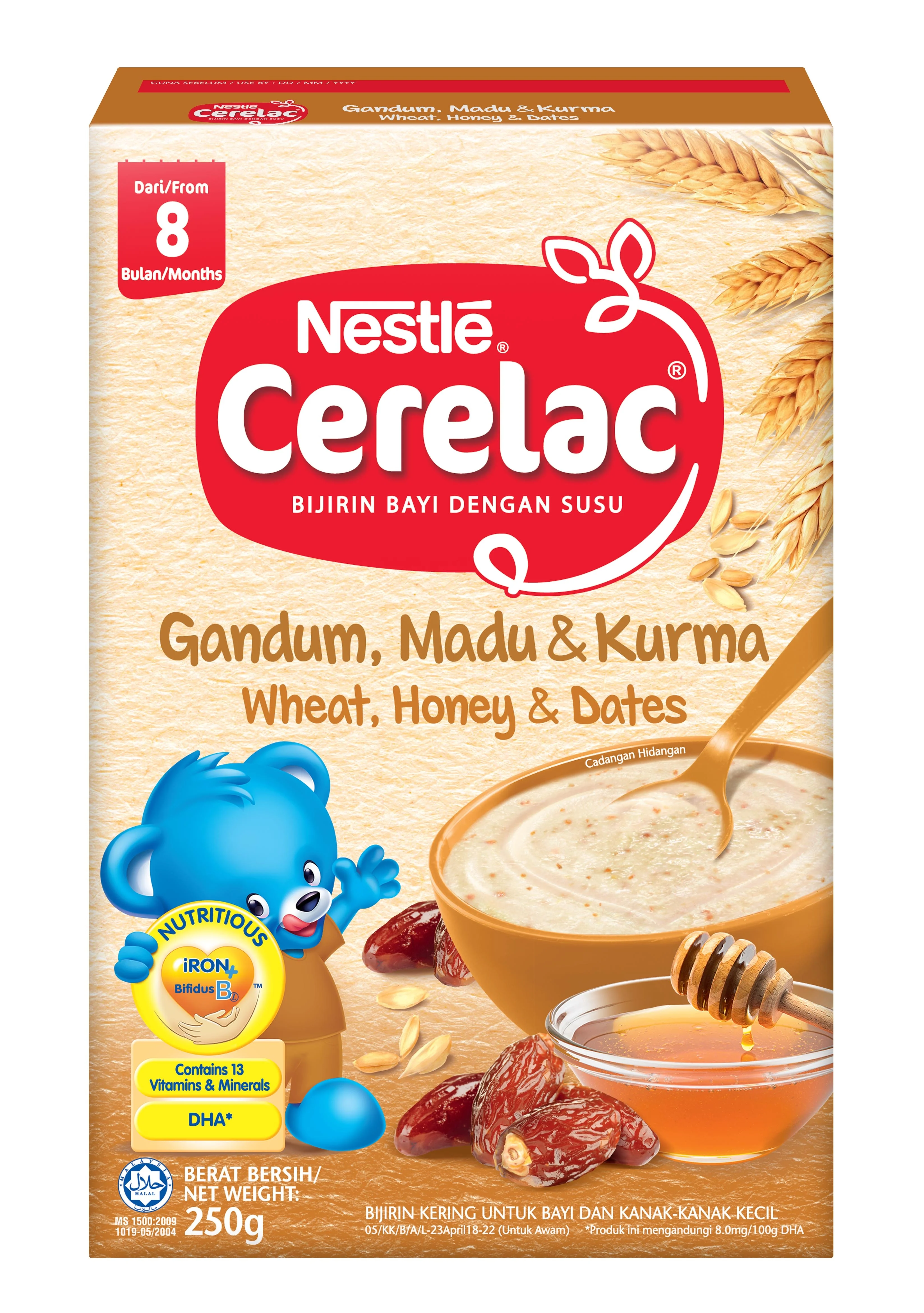 
Cerelac Cereals with Milk Wheat + Honey + Dates 250 Gram Halal Baby Cereal 