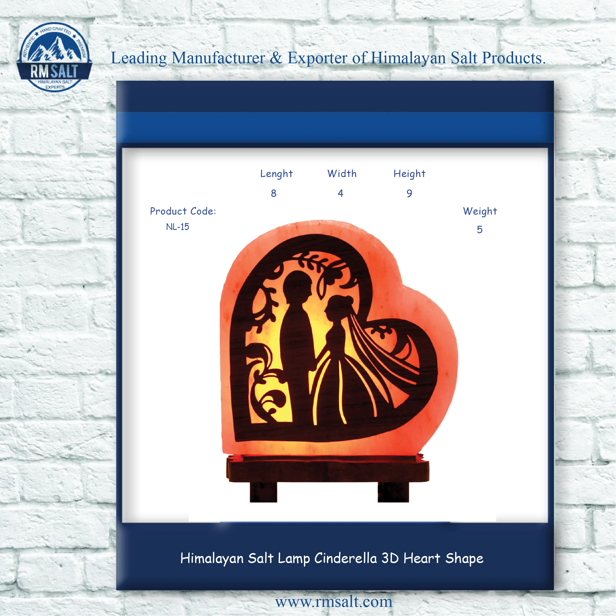 Himalayan salt Lamp Cinderella 3D Heart Shape