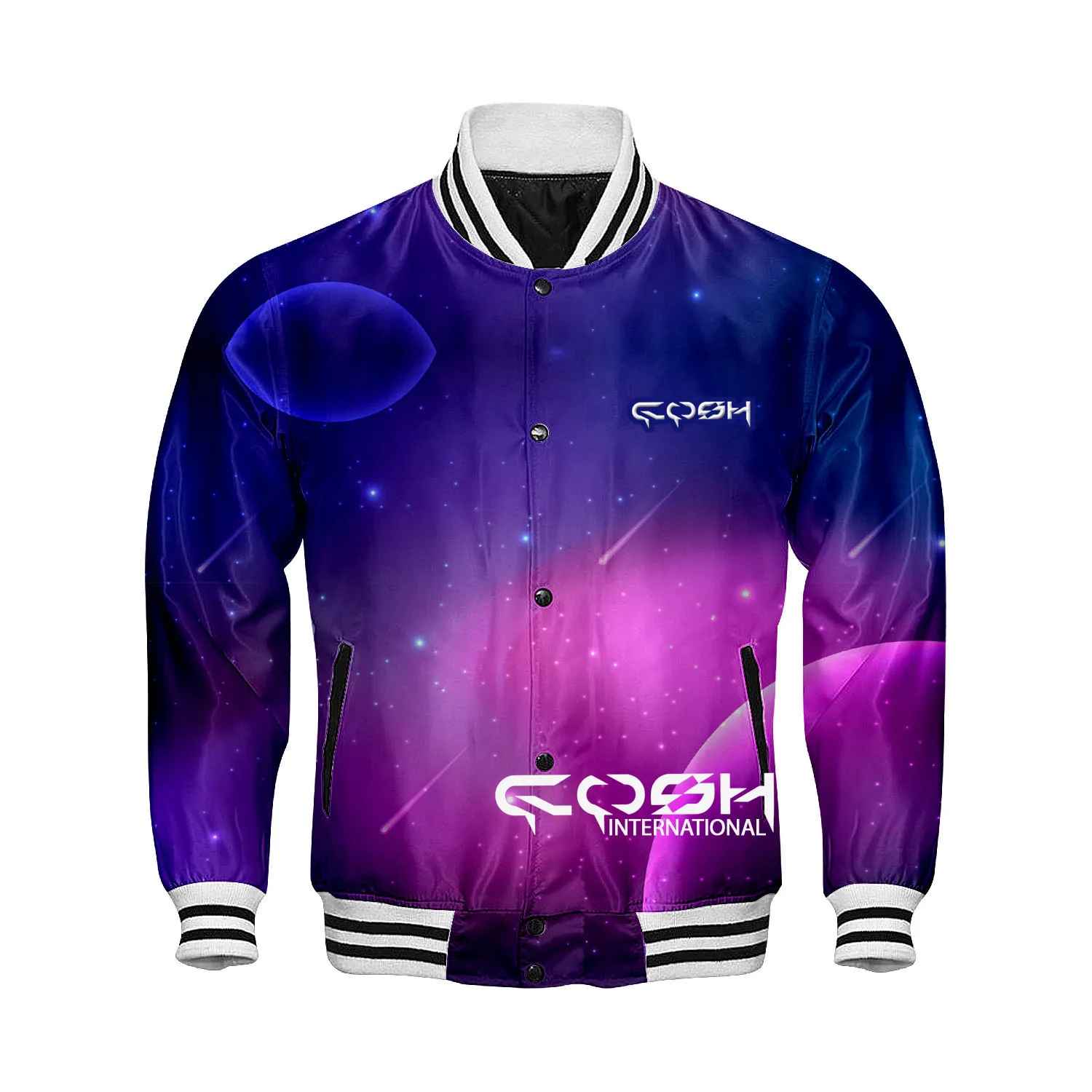 Digital Sublimation Printed Pullover Long Sleeves Satin Baseball Jacket Wholesale Windproof Letterman Jacket From Pakistan