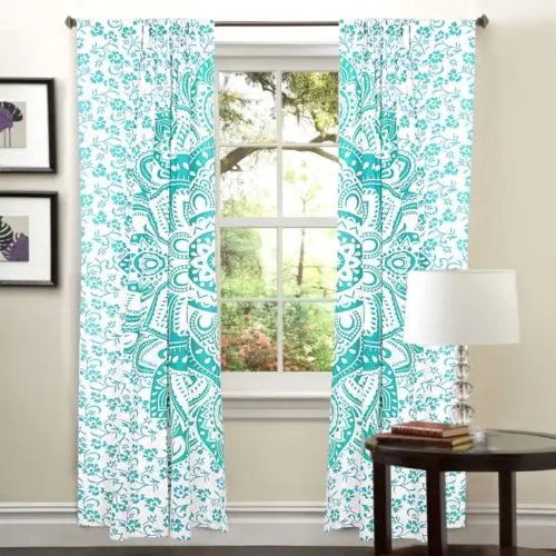 Ready Made Curtain Mandala Hippie Window Balcony Living Room Decor 100% Cotton India Curtain Windows Door Cotton Fabric PVC Bag
