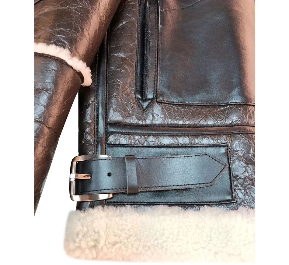 2019 Winter New women fur Bomber Real leather jacket sheepskin Double face Shearling Coat Oversized Genuine Leather jacket