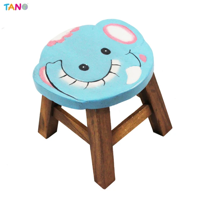 High Quality Children Wooden Carved Stool  Chair - B215 226 Wood Animal Carved Stool Elephant Product of Thailand