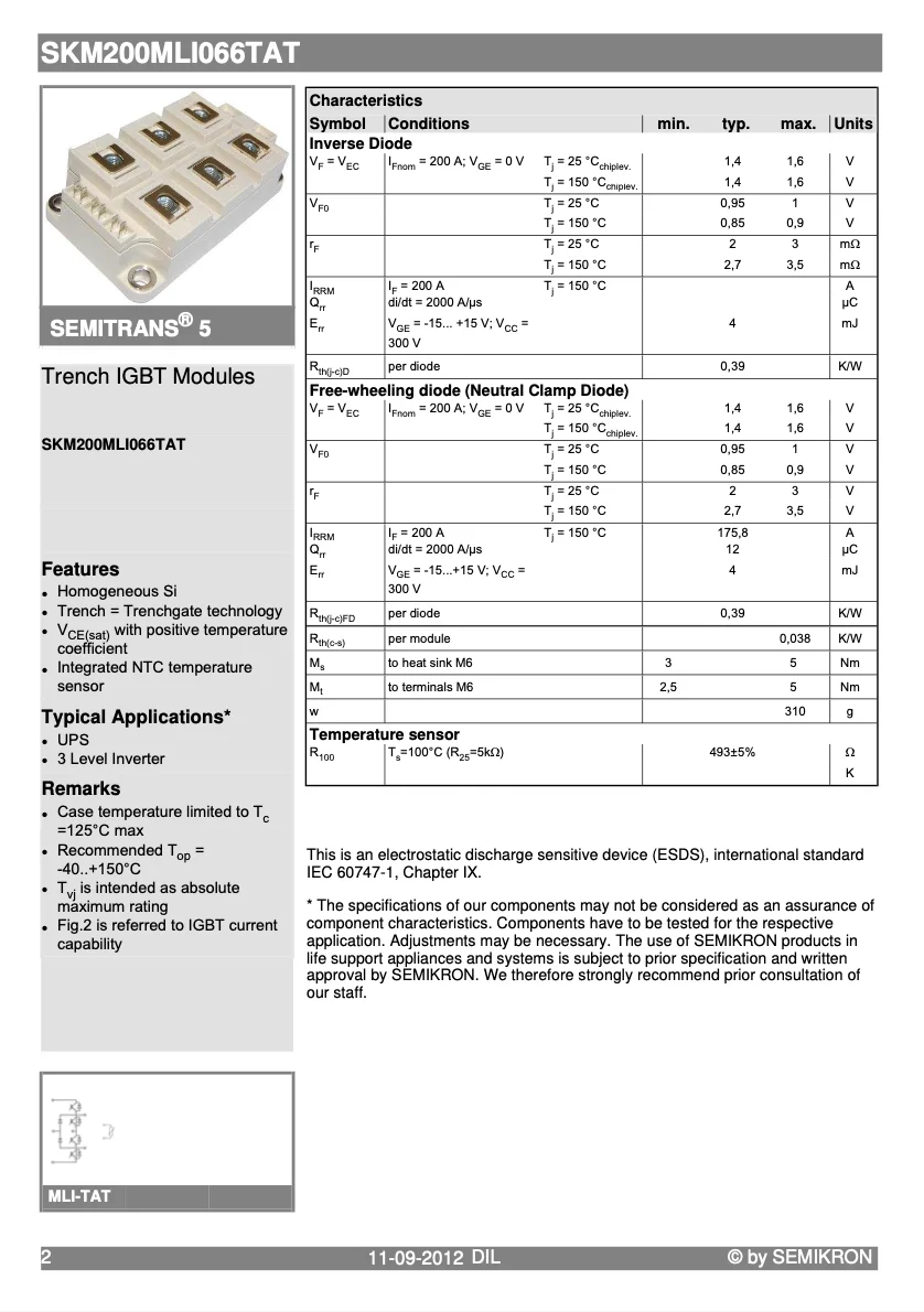 Original And certified SKM200MLI066TAT From Germany Air Pressure Sensor Motion Sensor Bulb