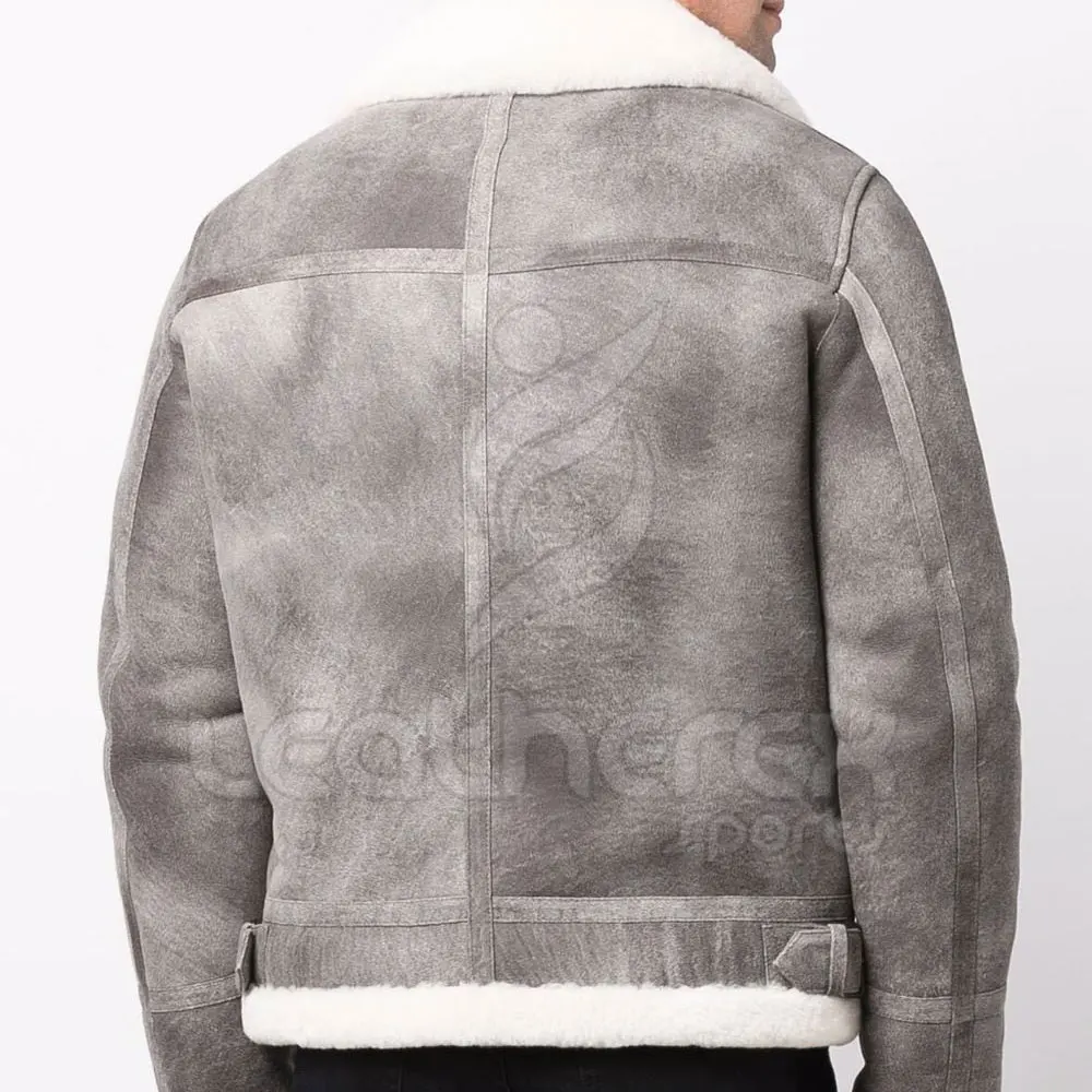 Suede shearling-collar jacket Genuine leather made men leather jackets for outdoor wear