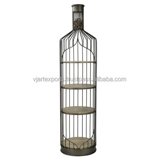 cafe & restaurant decorative high quality material by best manufacturer bottle shape wired metal wine and bottle rack