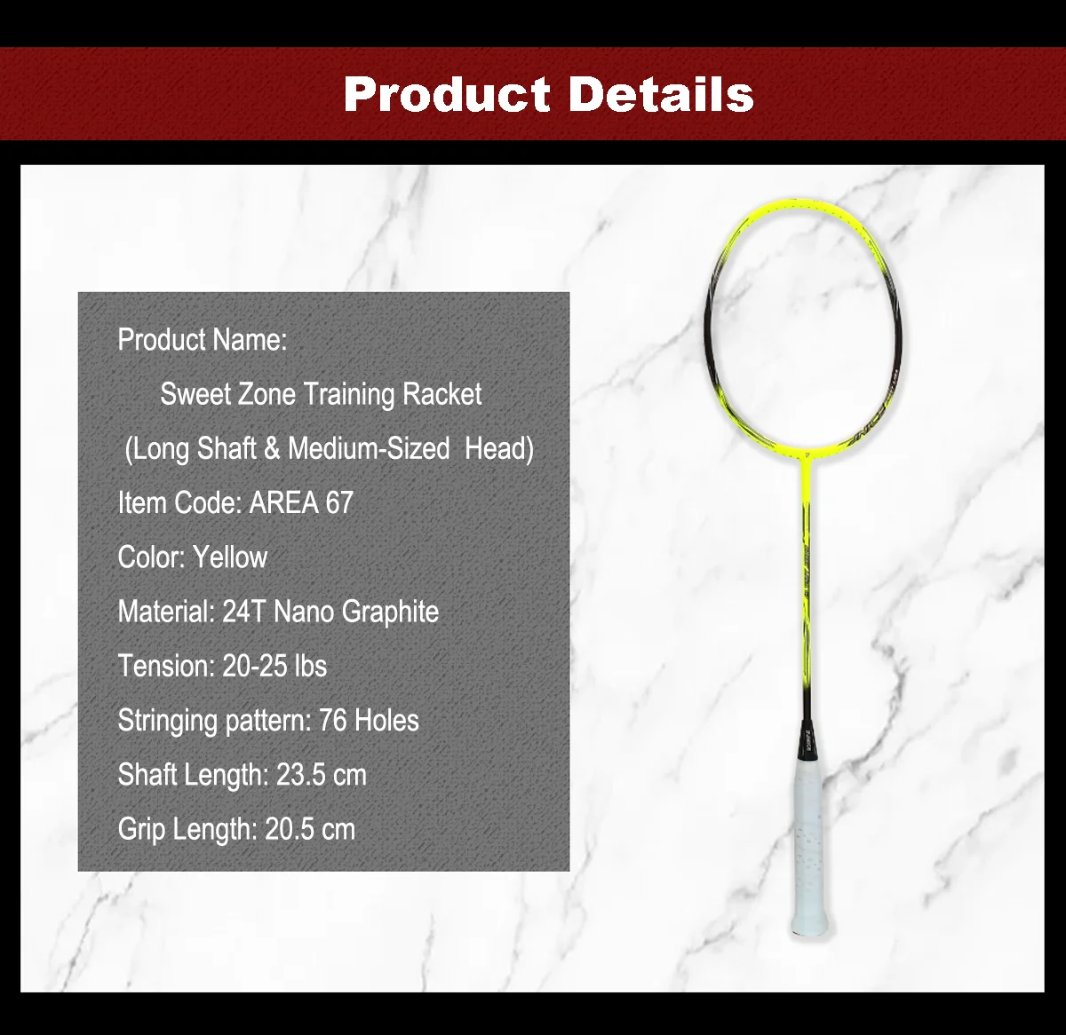 Taiwan made professional long shaft carbon fiber badminton training racket