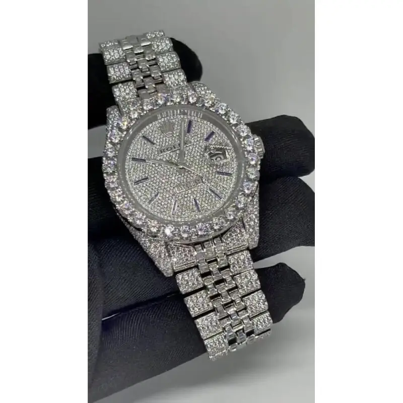 GH VSSI настоящий бриллиант часы для мужчин и женщин 14-18 лет Алмазный КТ в стиле «хип-хоп» кварцевые из нержавеющей стали мужское кольцо с бриллиантами наручные