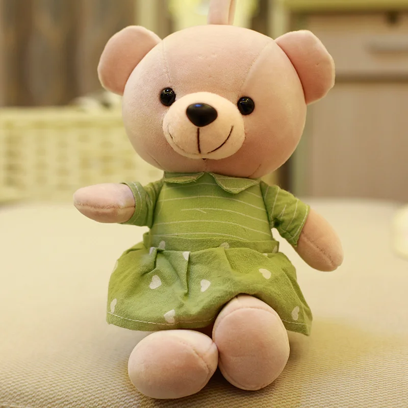 Рекламный подарок 28 см розовое зеленое платье плюшевый мишка плюшевая игрушка для машины-крана
