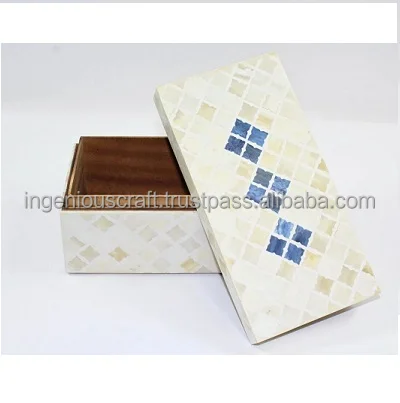
Best quality bone inlay white Moroccan pattern Decorative Storage Box with Lid jewelry box bone inlay box 