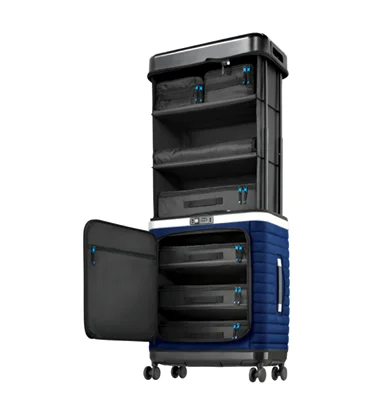 Тянущийся чемодан-мобильный шкаф-поместье синего