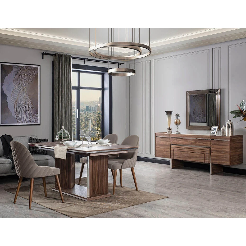 New Modern Foshan Style Dining Room Furniture Set Table Chairs Console Cabinet dinner table (iDER Dolce Dining Room)