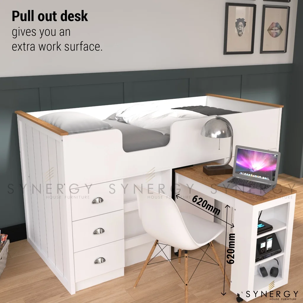 Mid Sleeper-серия LEXINGTON-детская кровать-двухъярусная кровать со столом и хранилищем-под двухъярусную