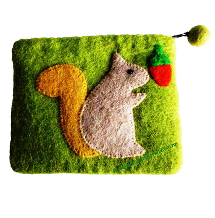 Handmade in Nepal Felt Purse/Cosmetic Purse/ATM/Credit Card Holder
