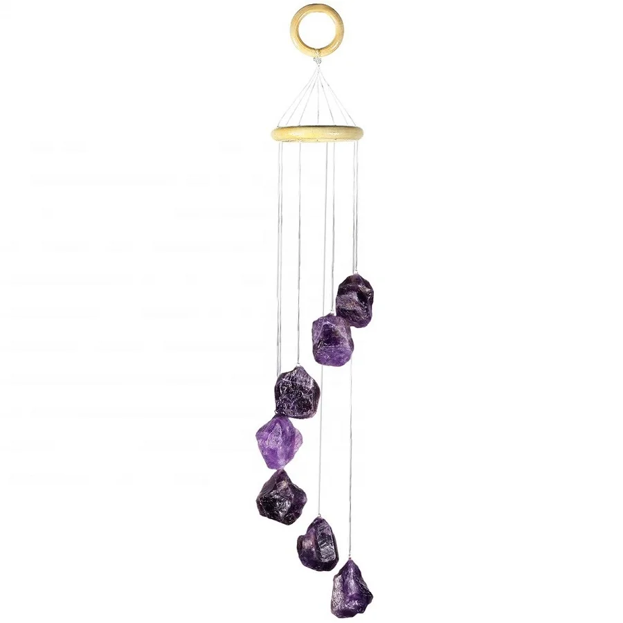 wind chime Amethyst Raw Stones crystal natural gemstone reiki healing crystal wind Home Decoration crystal wind chime