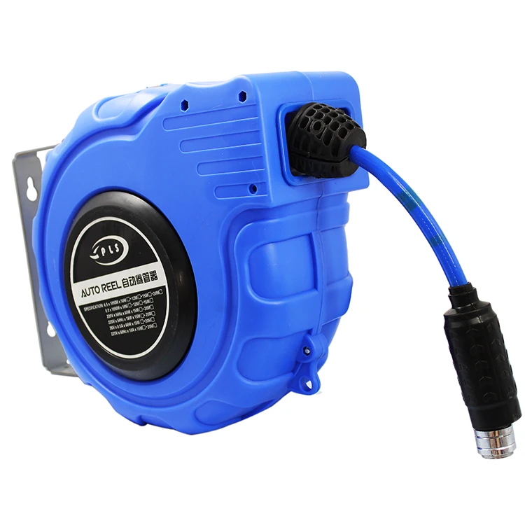 Blue electric  hoses reel for car wash steel wire pipes plastic hose reel sprayer