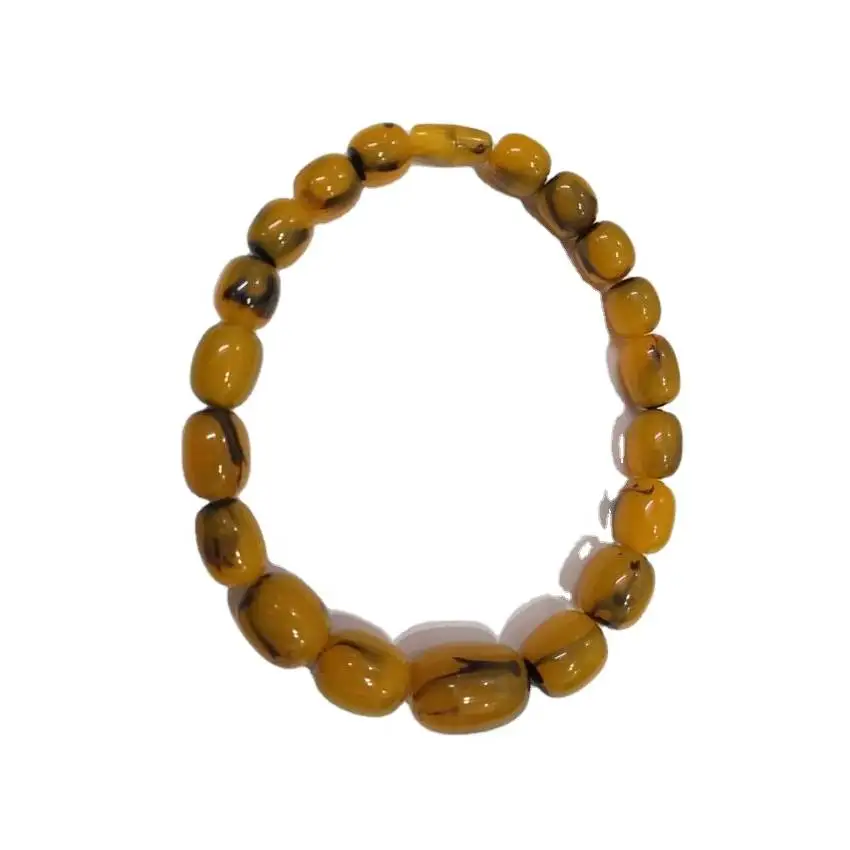 Handmade Old Ritual Design Handcrafted Resin Chunky Beaded Colored Single Strand Necklace With Screw Fittings.