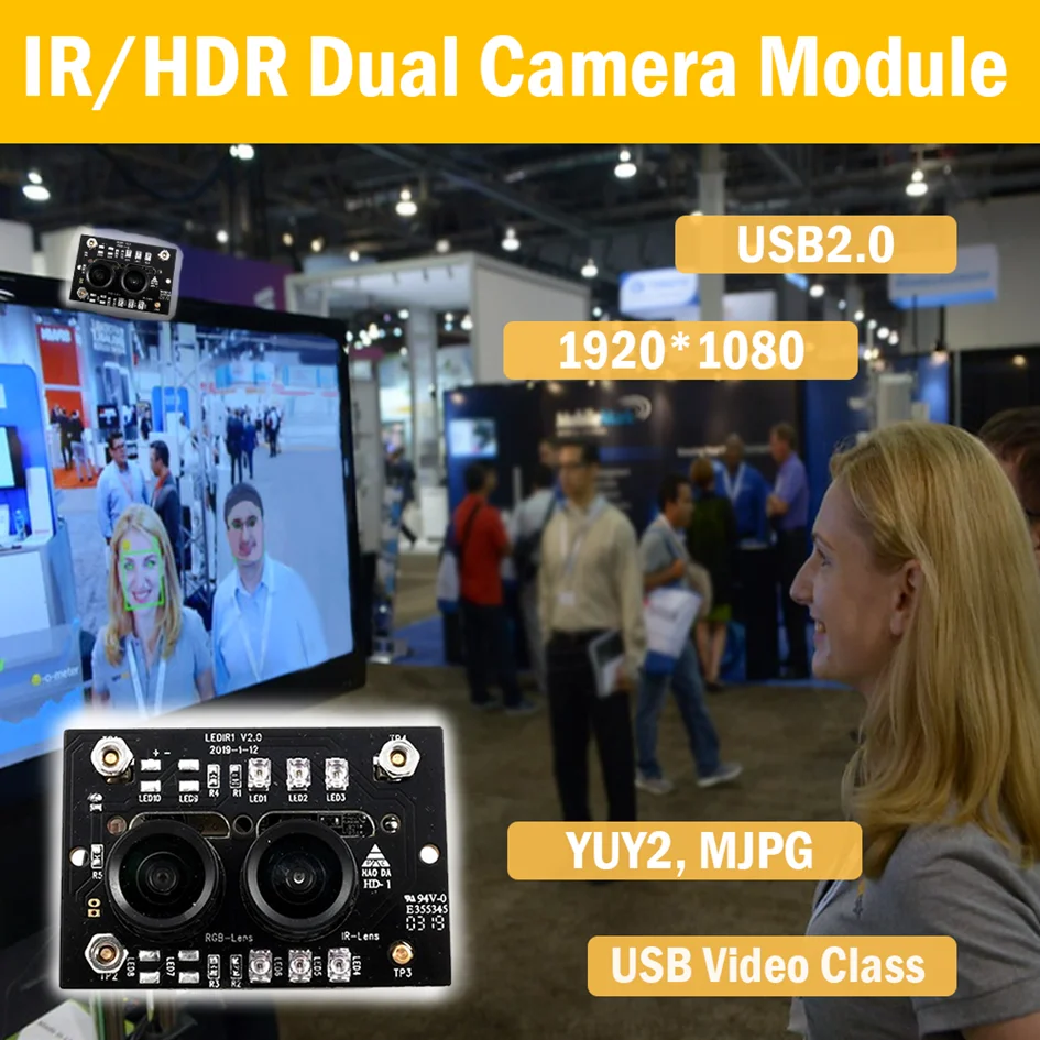 Liveness Detection up to 2M Support Jetson Nano Face Authentication Dual USB Camera Module