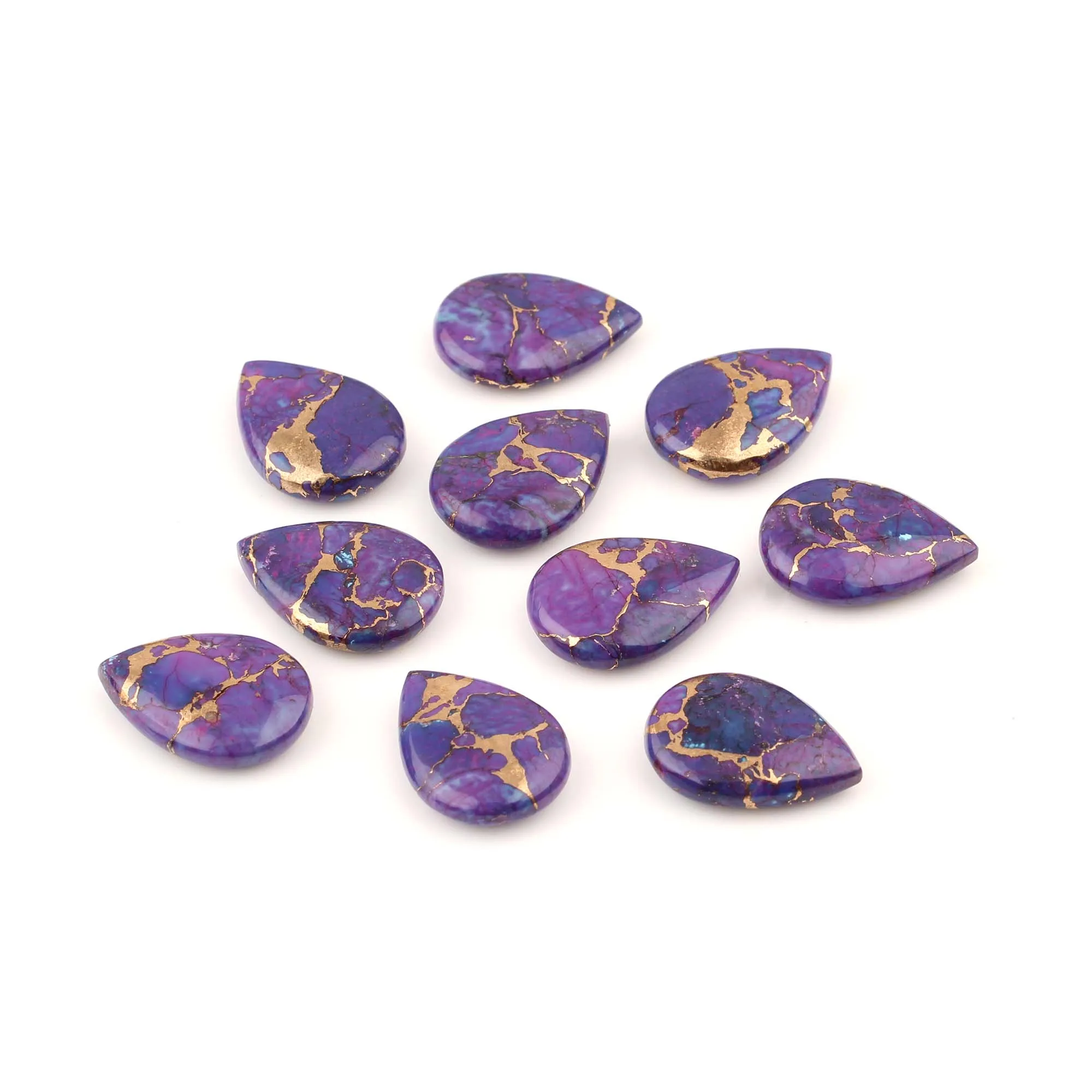  Натуральный фиолетовый медь бирюза 12x16 мм Гладкий грушевидный кабошон