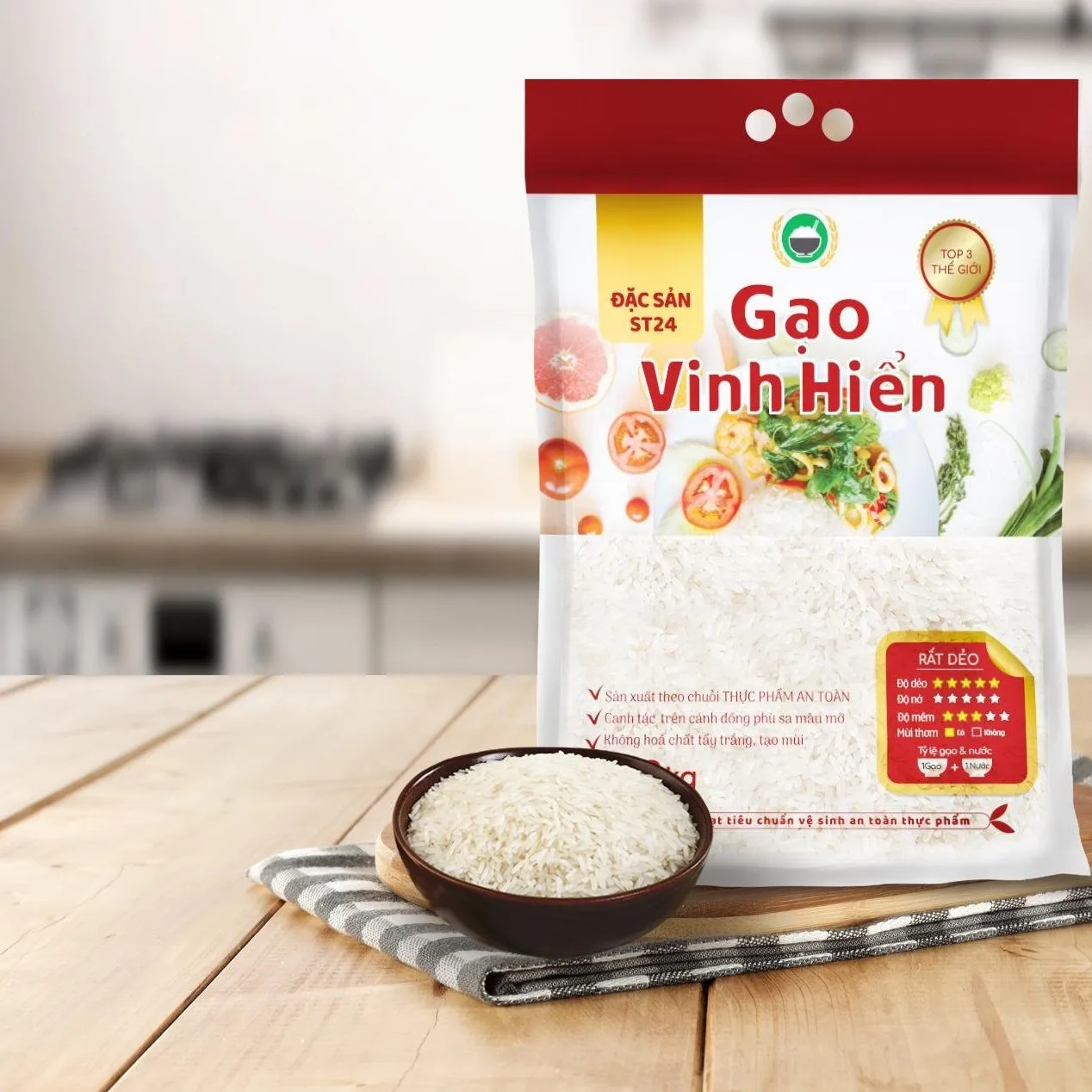 Органический высококачественный длинный зернистый рис ST24