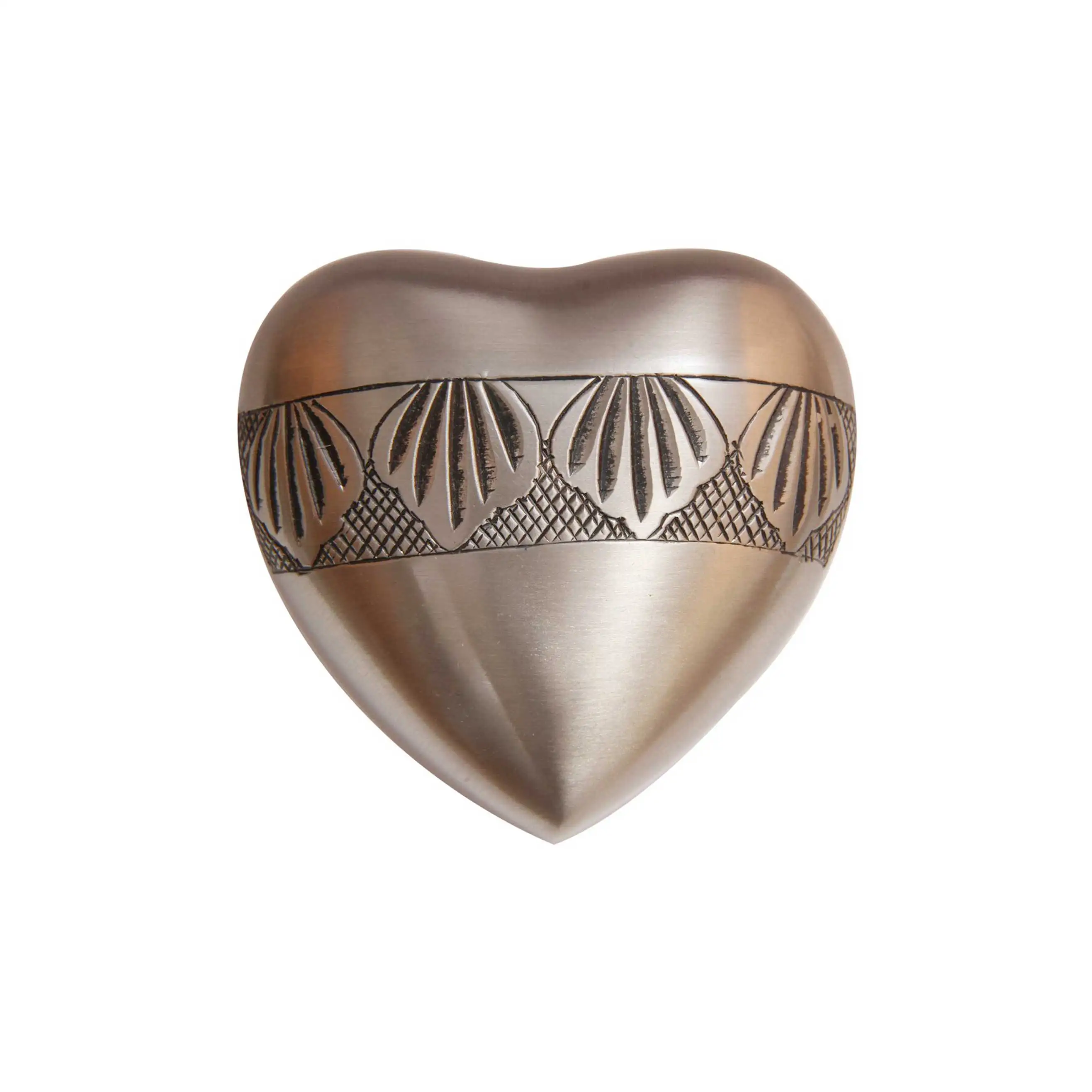Vine Engraved Heart Shape Keepsake Memorial Ashes Urn For Burial Services Solid Brass Cremation Urn Solid Funeral