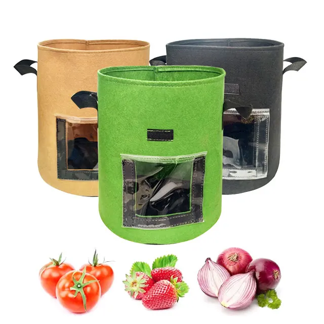 
7 10 11 gallon high quality recycled fabric potato plant grow bags with visible frame 