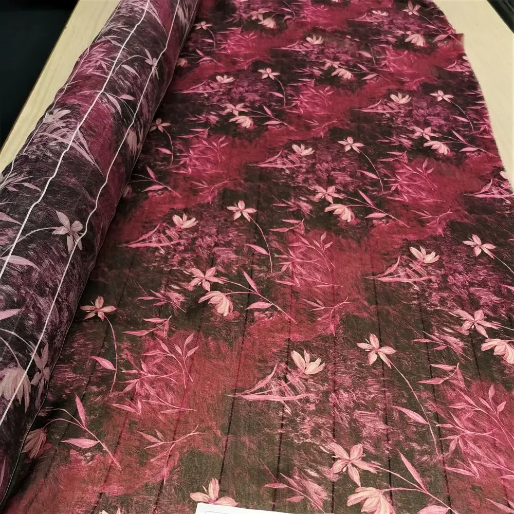  FLOREAL красная 100% шелковая ткань Сделано в Италии