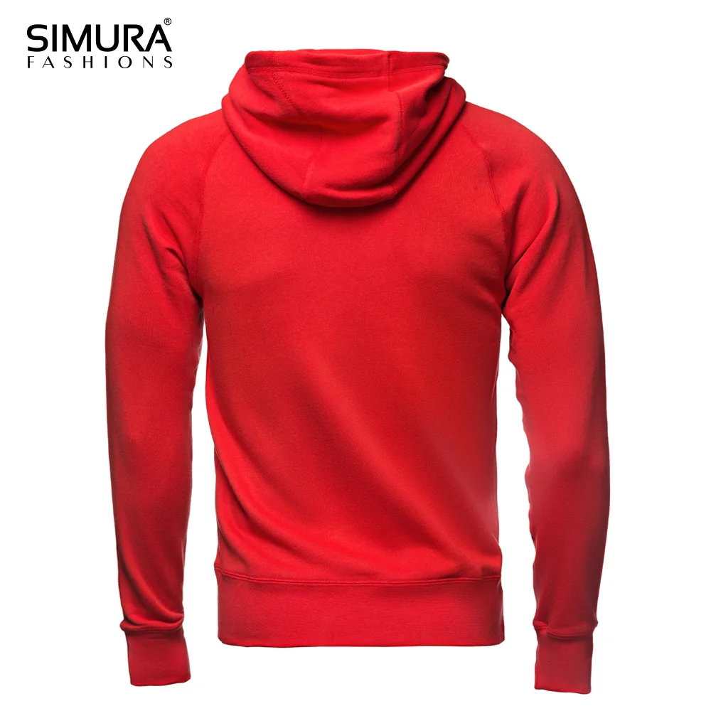 
100% Cotton High Quality Hoodies Black Solid Red Color Pullover Hooded Sweatshirts 