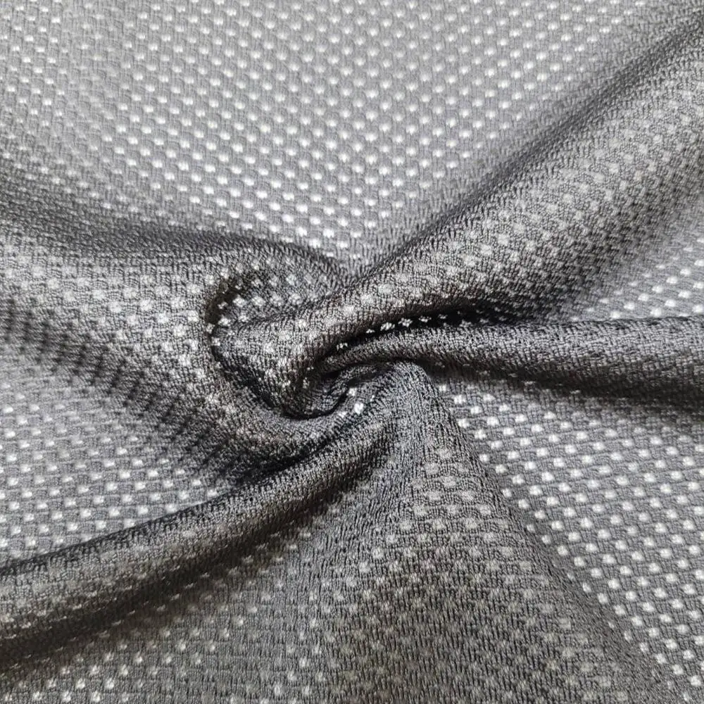 
SJTL-6266R 84% Recycle Polyester 8% Polyester 8% Spandex Jacquard Mesh Fabric For Active Wear 