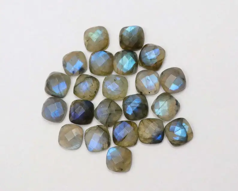 Природный лабрадорит 11x11 мм Подушка Розовая огранка свободный драгоценный камень черный камень круглый лабрадорит кабошон