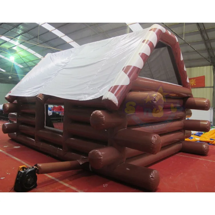 Christmas Inflatable Log Cabin Inflatable Winter Wood House with customized design