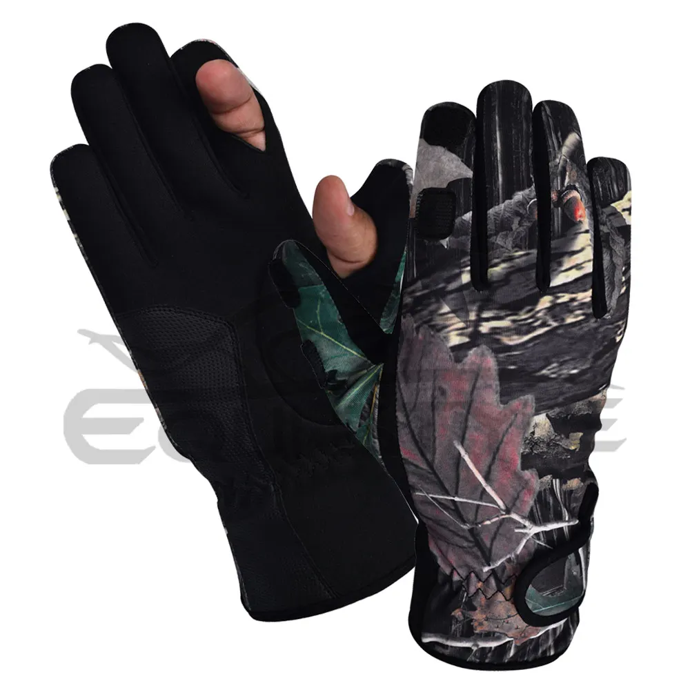 Hunter Gloves Winter Soft Shell with Camo Print & Synthetic Serino Patch Custom Detachable Hunting Gloves For Men & Women OEM