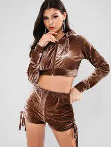 Топ и Бархатный комплект для девочек с коротким длинным рукавом желтого цвета