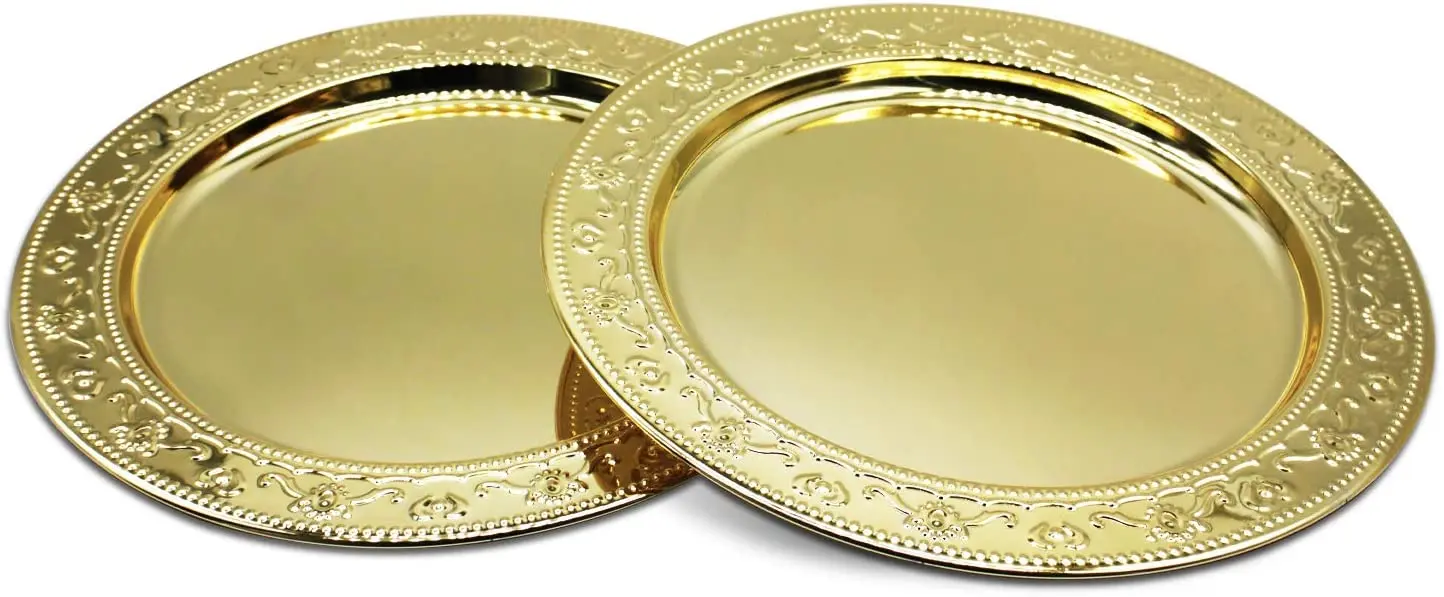 Stainless Steel Plate With Etched Decorative Design Serving Tray Platter For Thanksgiving,Christmas, Holidays,Weddings, Parties5