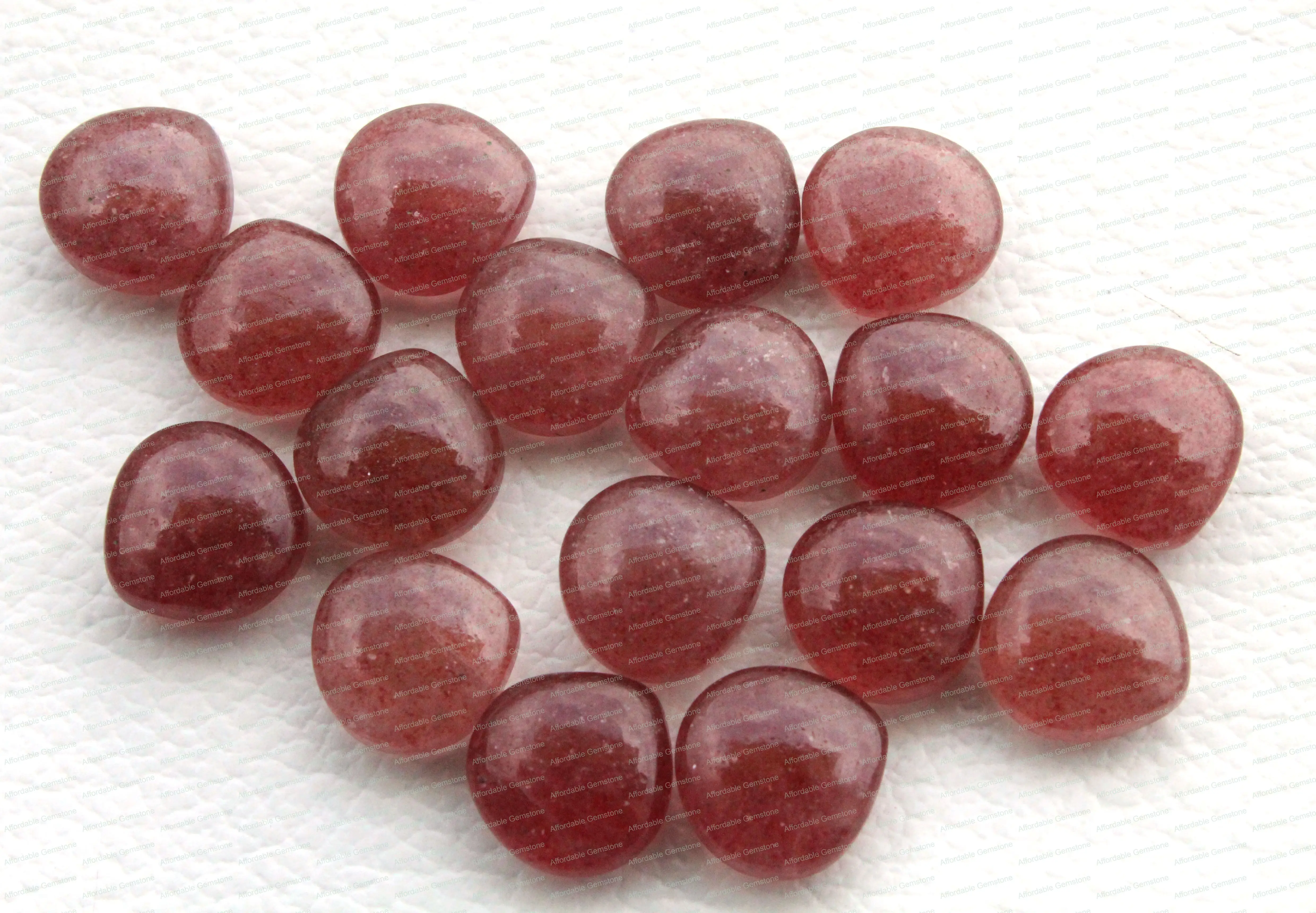 Natural Pink Strawberry Drilled Heart Shape Gemstone Handmade Stone Cabochon Gemstones Gems jewelry Size 12x12 MM