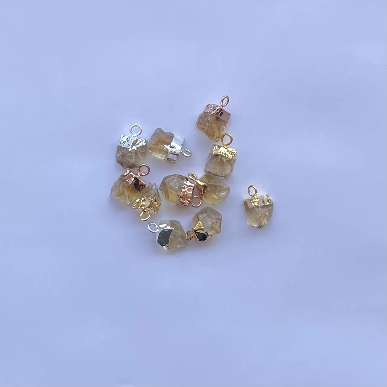 Natural Citrine Raw Connector Pendant in 925 Sterling Silver with Gold Electroplating Jewelry from Manufacturer Online Alibaba