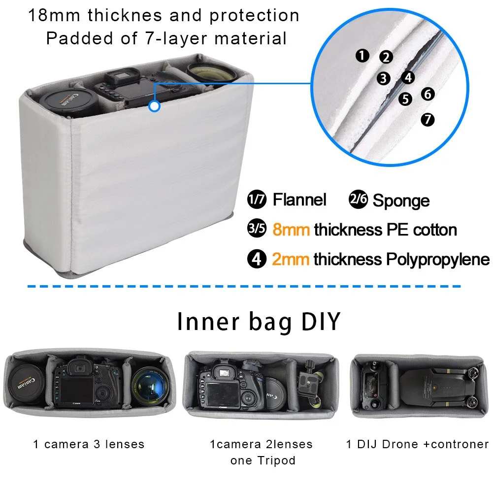 
Camera Bag Case Shoulder Messenger Photography Bag with Laptop Compartment 14