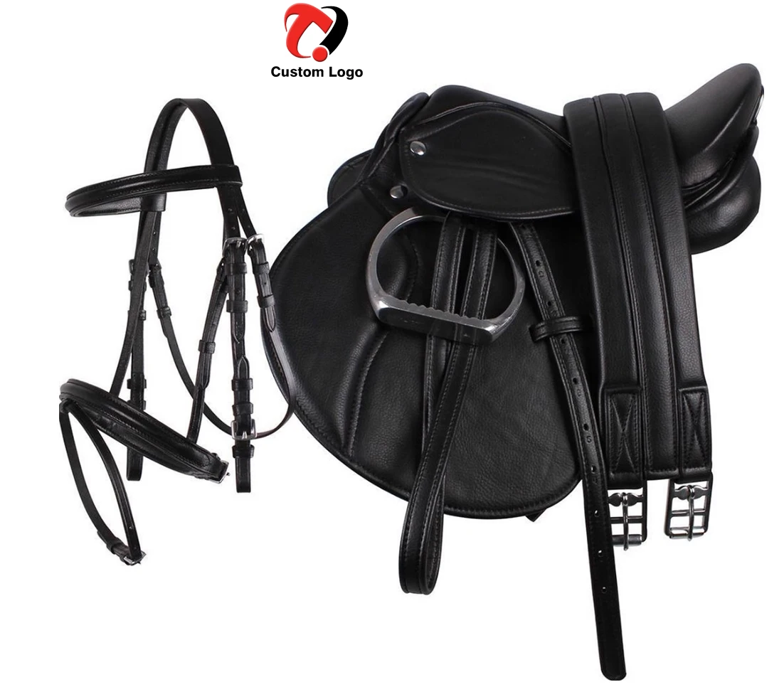 100% высокое качество седло комплект КОЖА ВЕРХОВАЯ ЕЗДА СЕДЛО с аксессуарами Английское седло Whit комплект