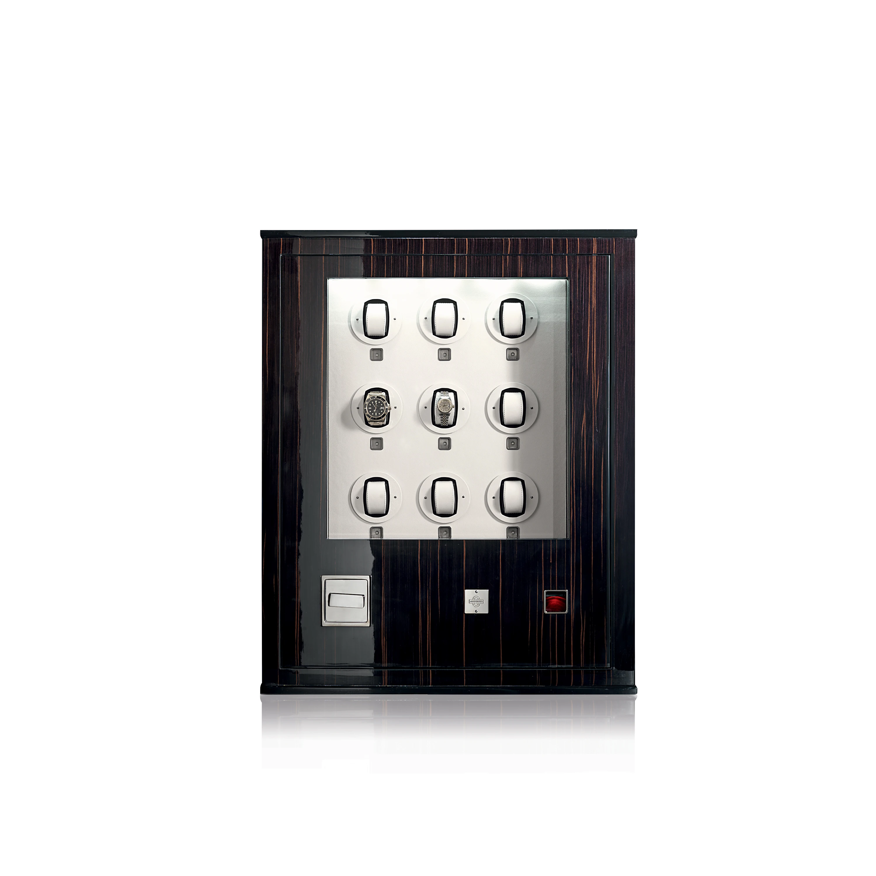 Armoire in polished ebony with safe. Made in Switzerland watch winders