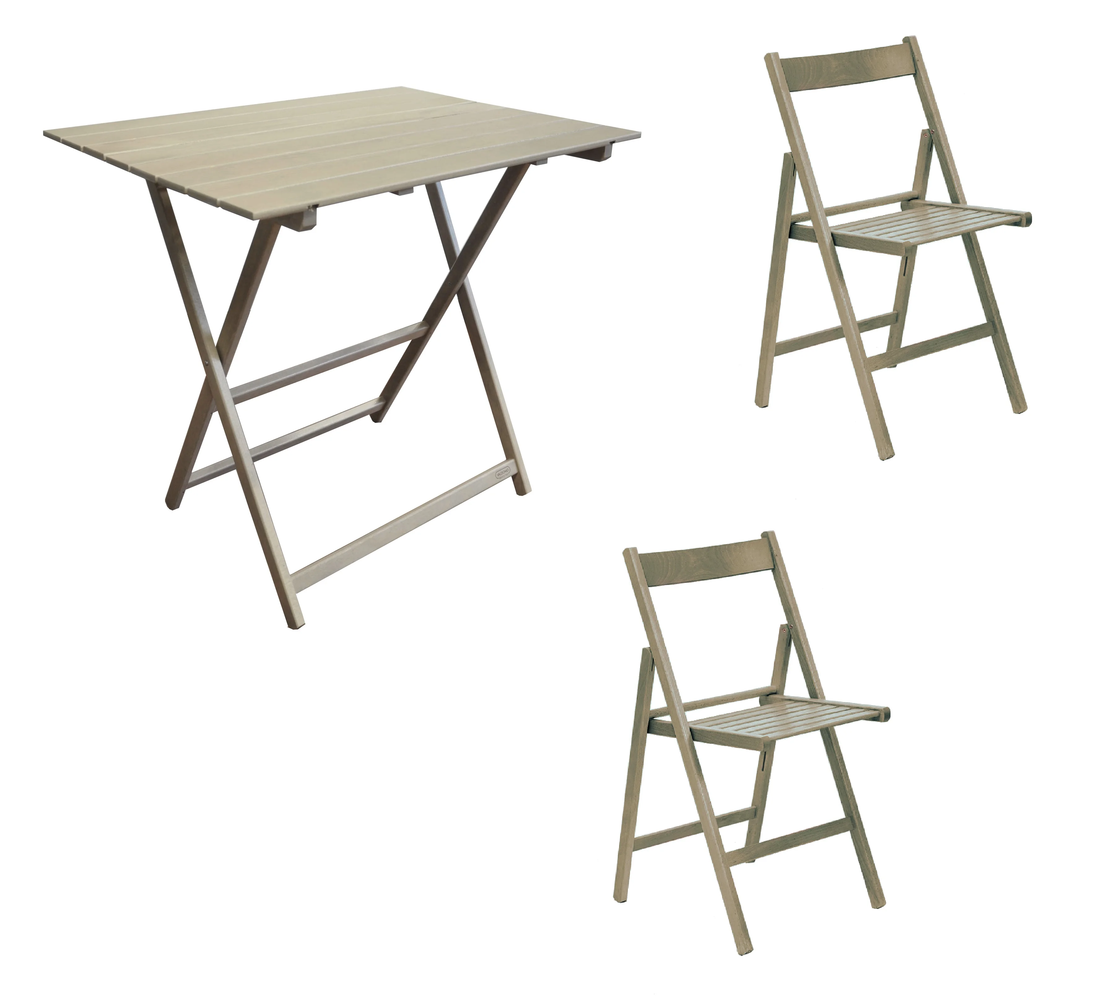 High quality Folding Set table cm 60x80 with 2 chairs in solid beech wood grey color for indoor and outdoor use Made in Italy