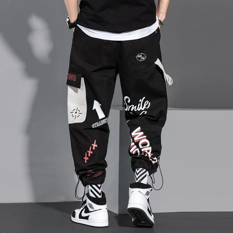 OEM Streetwear Track Pants Printed Logo Fitted Skinny Cotton Yoga Trouser Running Sports Wear Gym Joggers Custom Mens Sweatpants