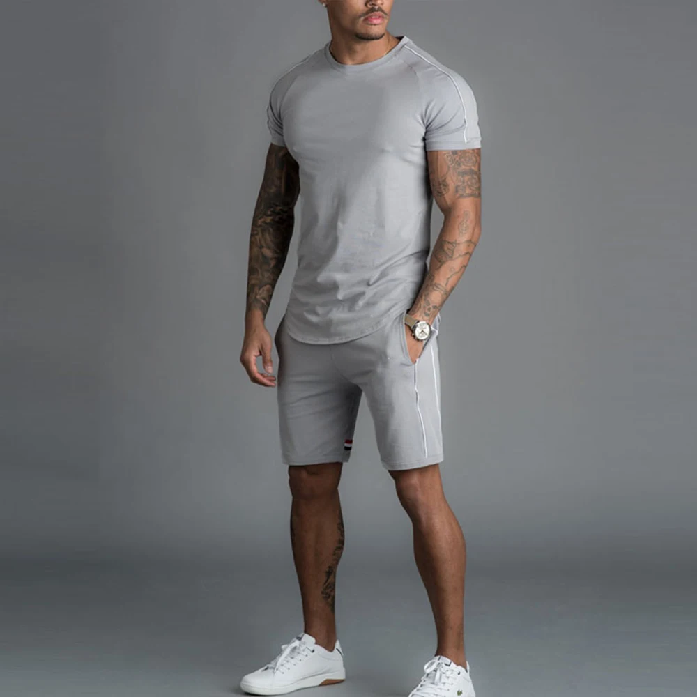 
Custom Made High Quality Summer Shorts Set With Stipes On Back On Shirt And Shorts Men High Quality Summer Tracksuit 