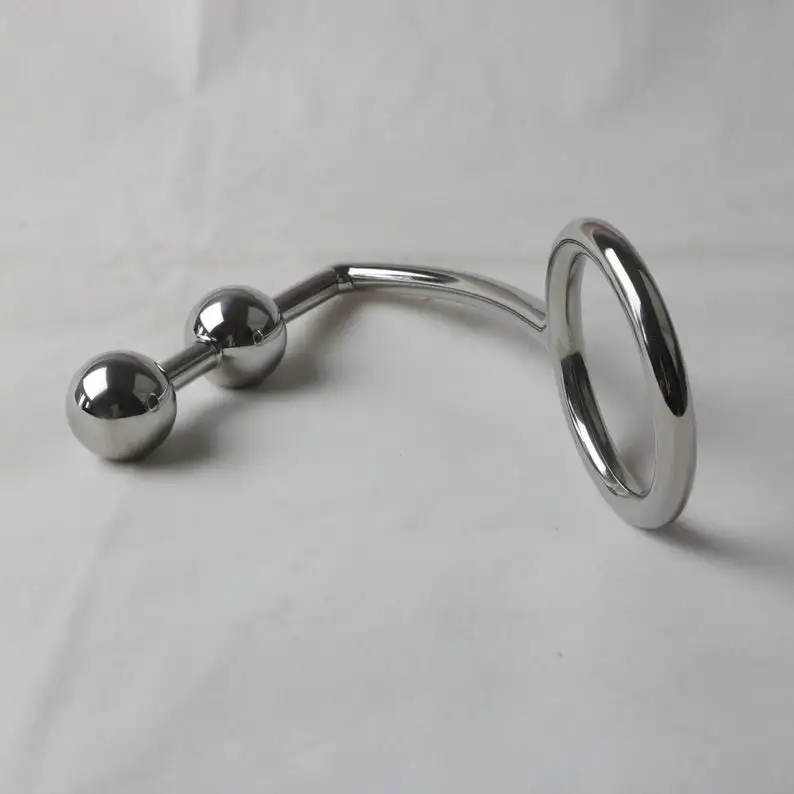 steel anal hook with cock ring,butt plug,two anal balls