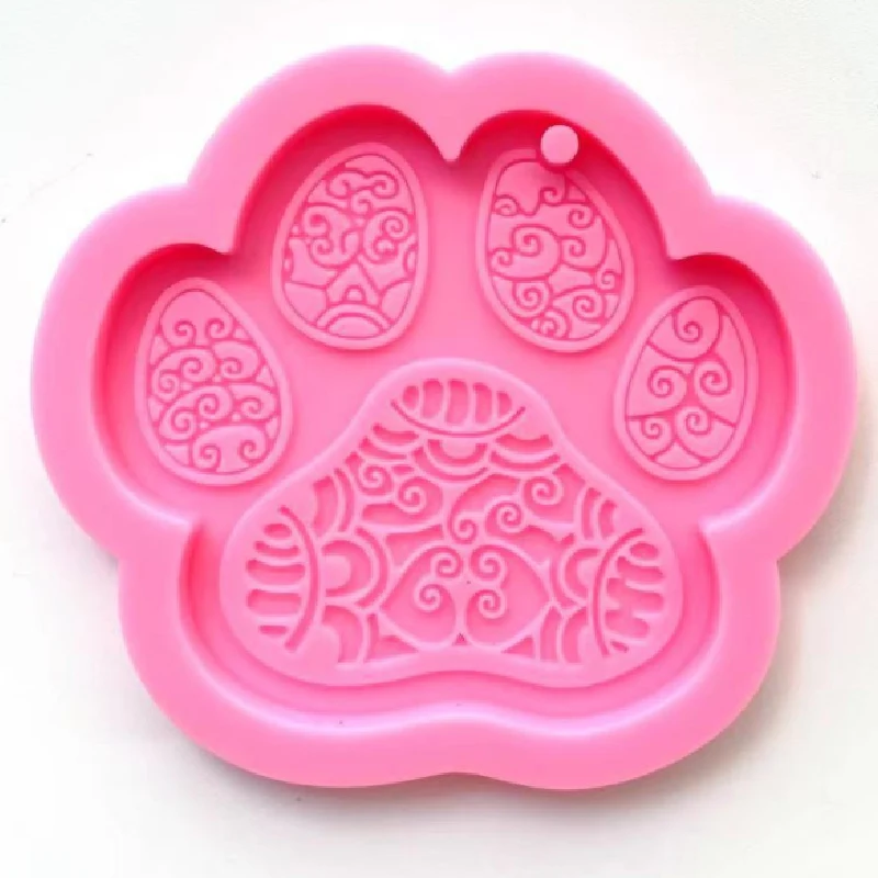 
New Love Bear paw molds for keychains DIY Dog foot epoxy model resin key keychains moulds silicone Shiny custom mold 