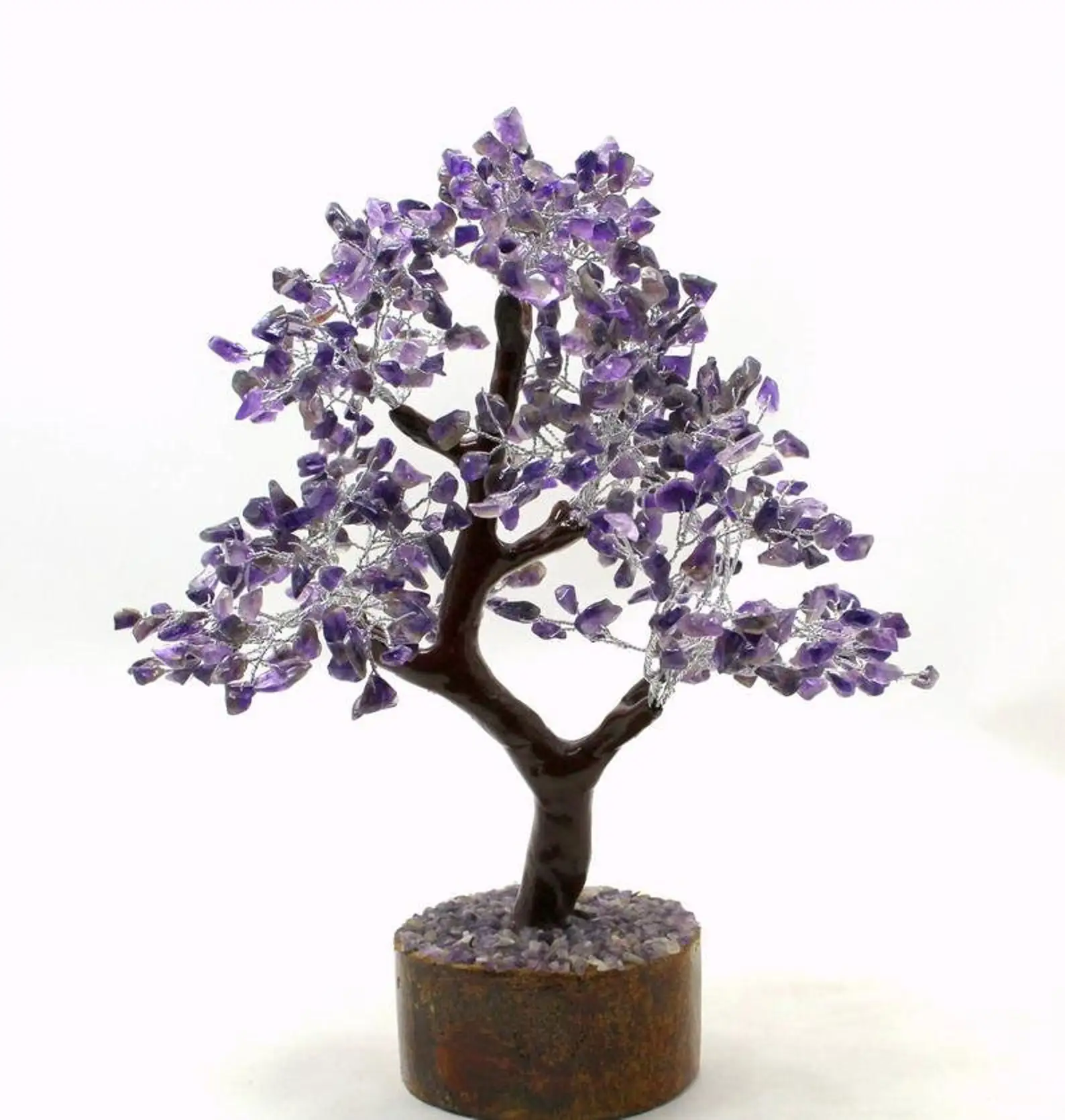 Amethyst Gemstone chakra healing Bonsai Money Tree of 300 Beads Natural crystals Decorations Crystal tree office decor home