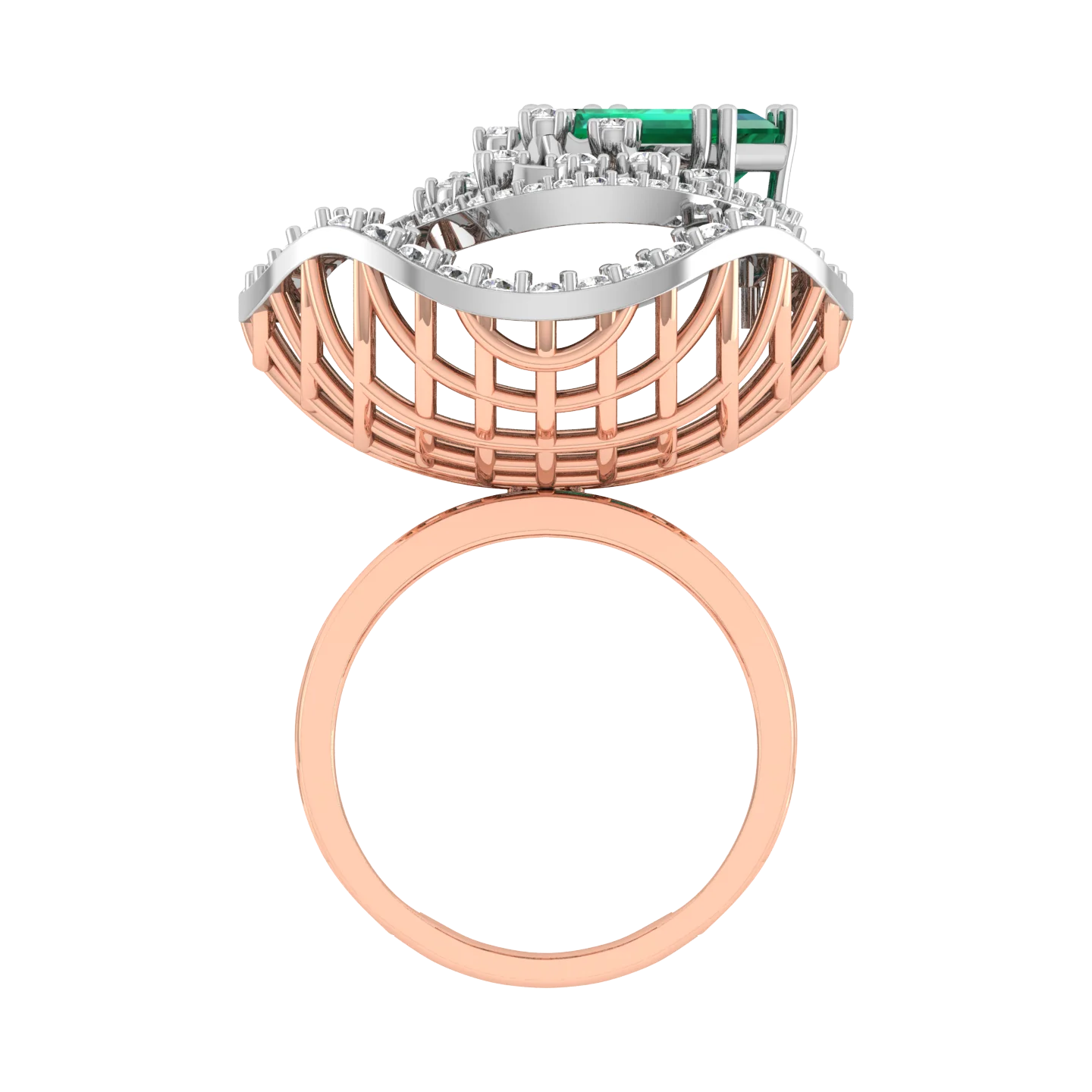  Уникальный 14k покрыто розовым золотом изумруд установлен природные SI-GH бриллиант обручальное кольцо для женщин по оптовым ценам