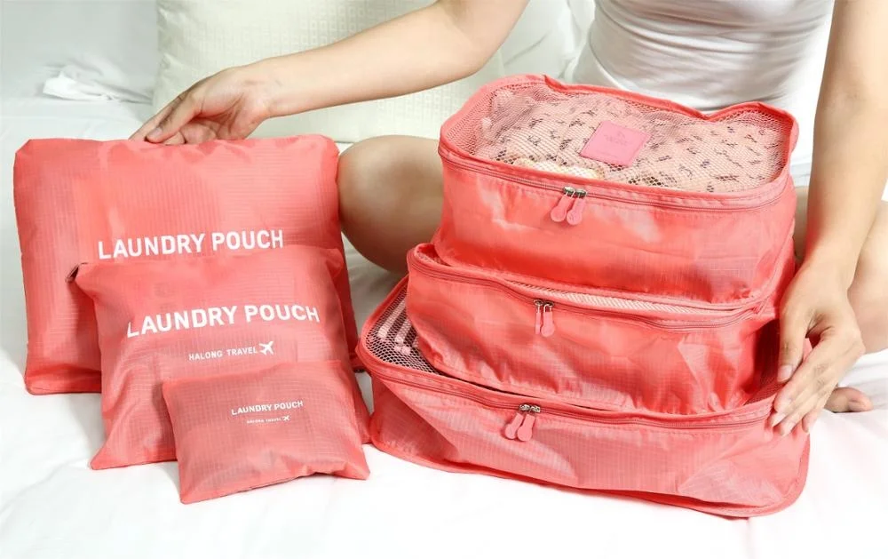 6 Set Packing Cubes Travel Luggage Packing Organizer With Laundry Bag
