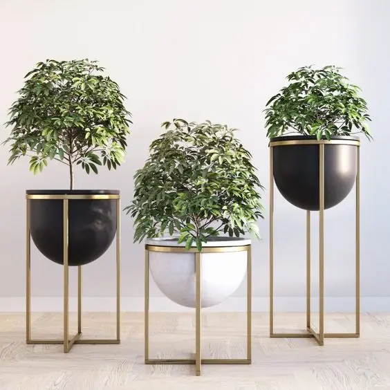 Уличные и комнатные многоугольные металлические вазы/Золотые Большие цветочные горшки/горшки для деревьев растений набор из 2/3/5