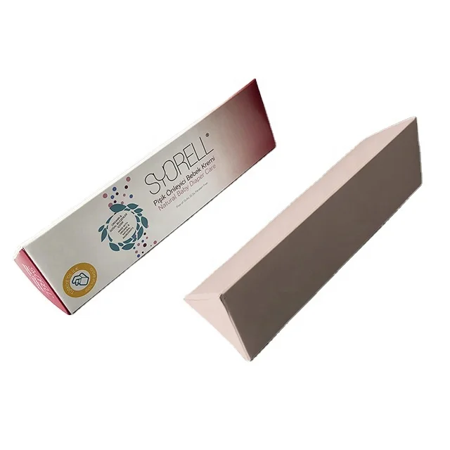 Triangle Custom Logo Printed Cream Pharmaceutical Multi Purpose Paper Box Customizable Shape Required Custom Cut Box Medicine