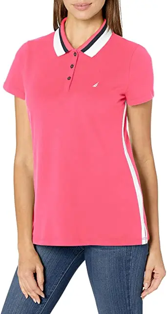  Женская рубашка из пике без рисунка дешевые рубашки поло для женщин Классический Топ с отложным воротником и